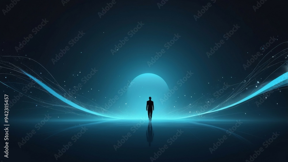 Fototapeta premium silhouette of a person in the night