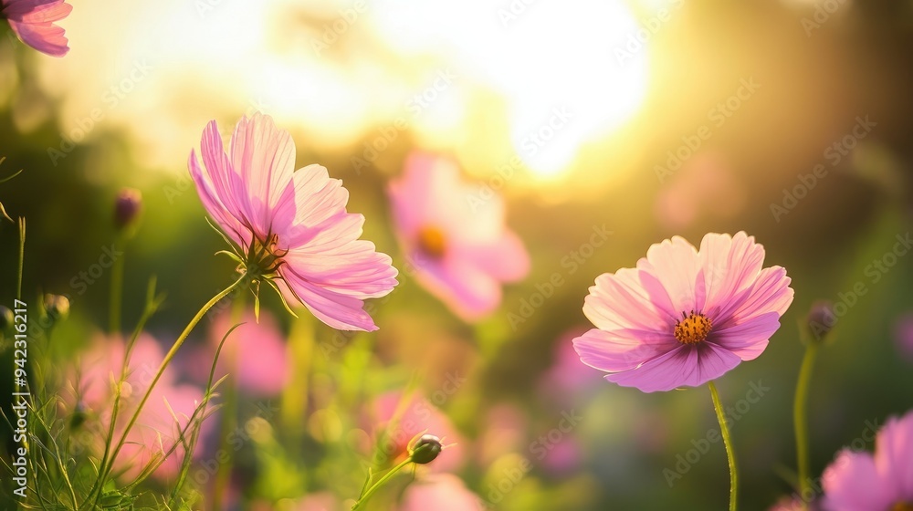 Vibrant flowers blooming in sunlight Vibrant flowers blooming in sunlight