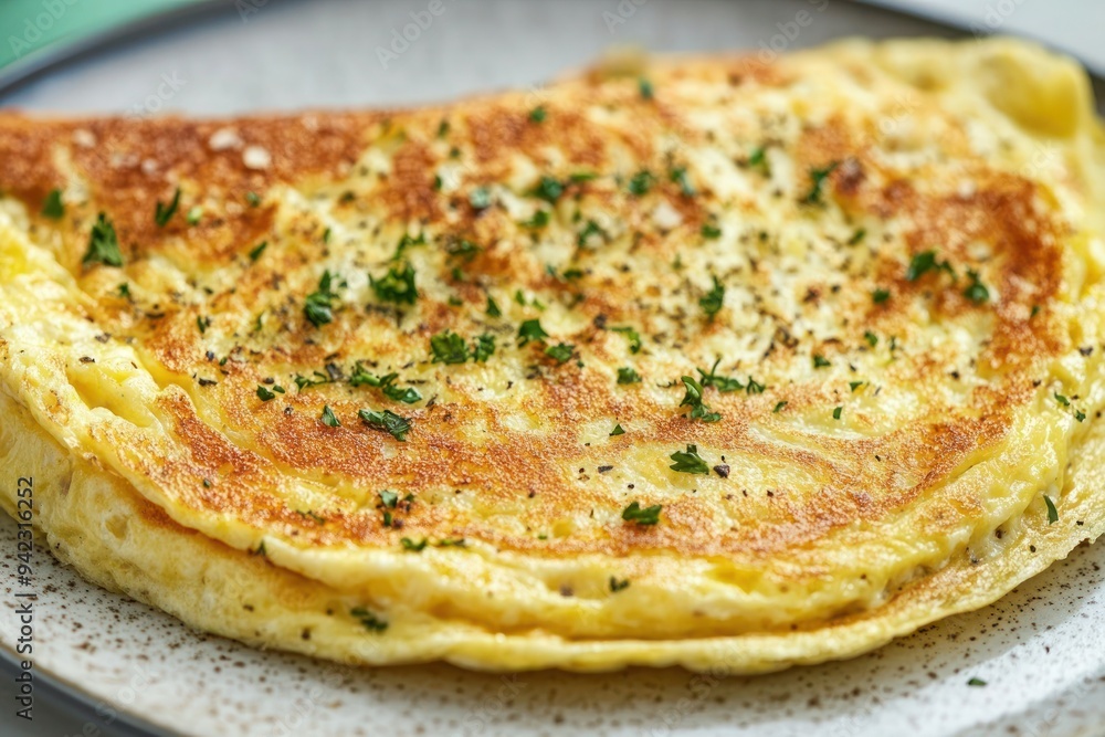 A close-up shot of an omelet on a plate, adorned with generous amounts of Parmesan cheese and fresh herbs-gigapixel-hq-scale-6_00x A close-up shot of an omelet on a plate, adorned with generous amounts of Parmesan cheese and fresh herbs-gigapixel-hq-scale-6_00x