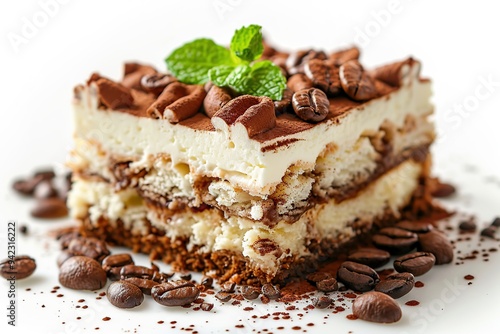 Delicious Tiramisu Dessert with Coffee Beans