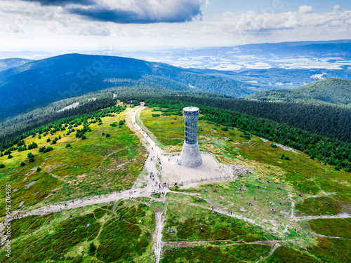 Snieznik mountain in Poland Czech Republic border - view from a drone