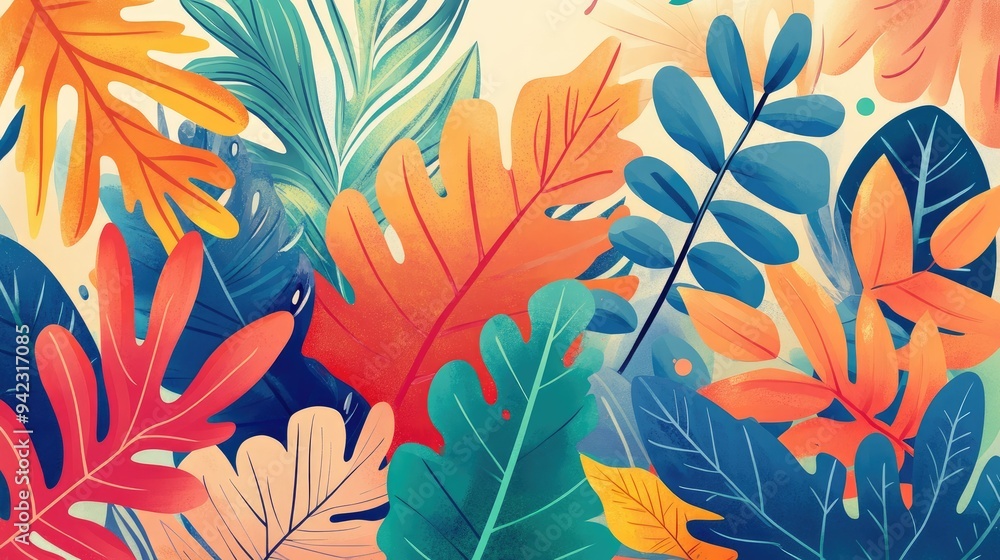 Playful leafy shapes in whimsical design Playful leafy shapes in whimsical design