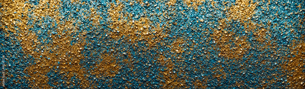 Abstract texture of a rough surface with a yellow-turquoise tint. Decorated with small grater-like protrusions and a grainy, grunge spray texture. Abstract texture of a rough surface with a yellow-turquoise tint. Decorated with small grater-like protrusions and a grainy, grunge spray texture.