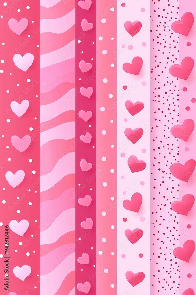 Pink and White Seamless Pattern with Hearts Pink and White Seamless Pattern with Hearts