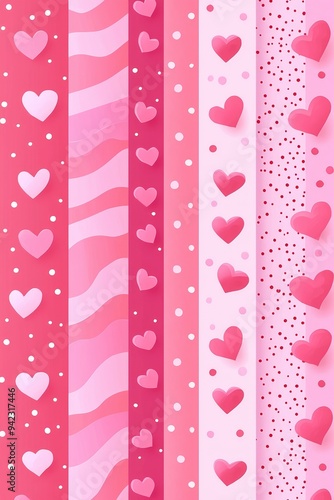 Pink and White Seamless Pattern with Hearts