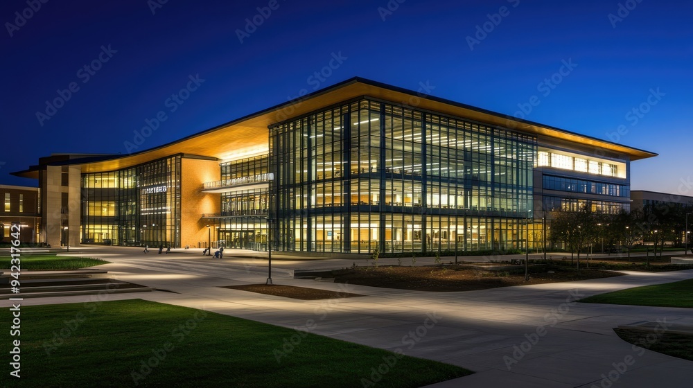 Modern university building with glass walls Modern university building with glass walls