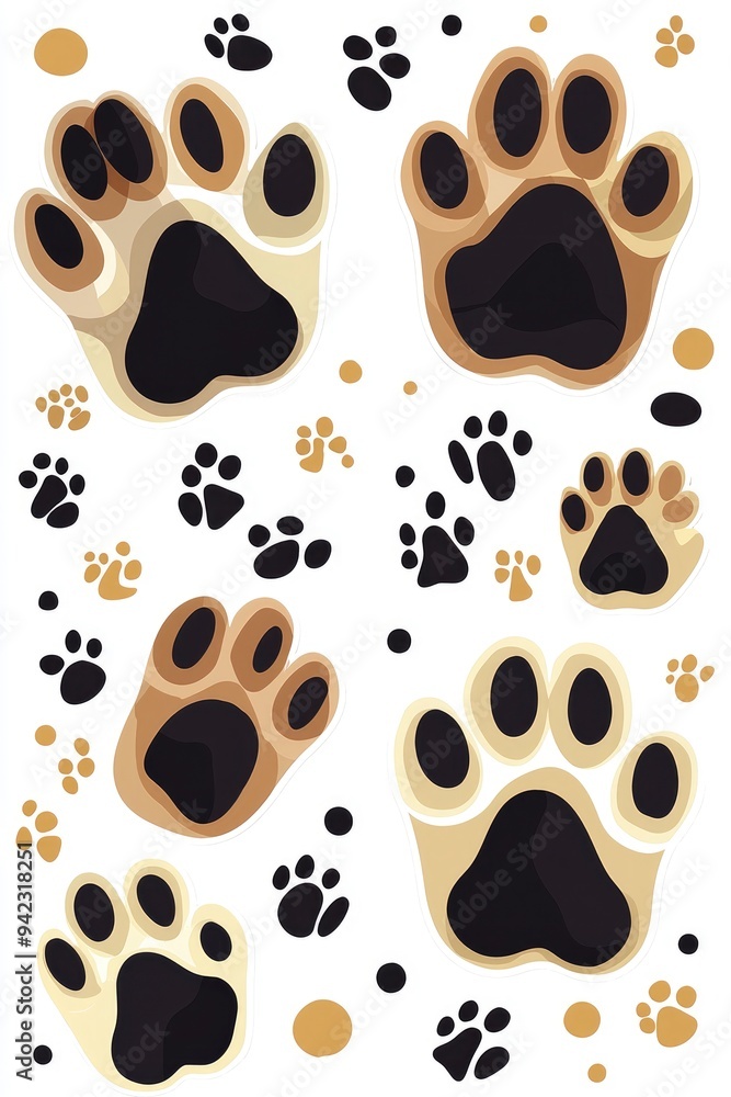 Cute Dog Paw Prints Pattern Cute Dog Paw Prints Pattern