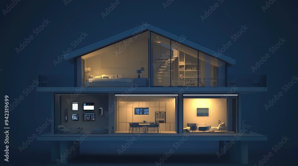 Smart house concept with integrated technology visuals Smart house concept with integrated technology visuals