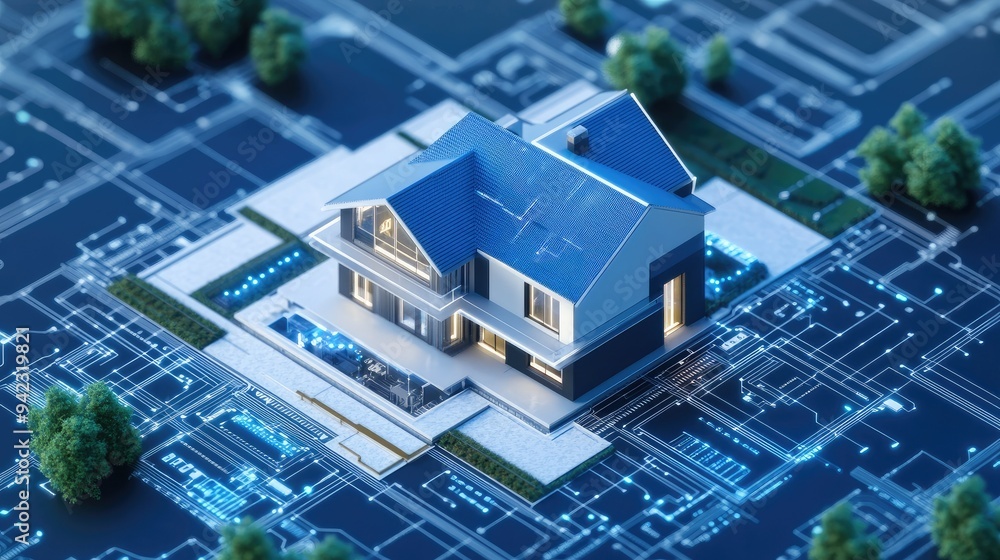 Smart house concept with integrated technology visuals Smart house concept with integrated technology visuals