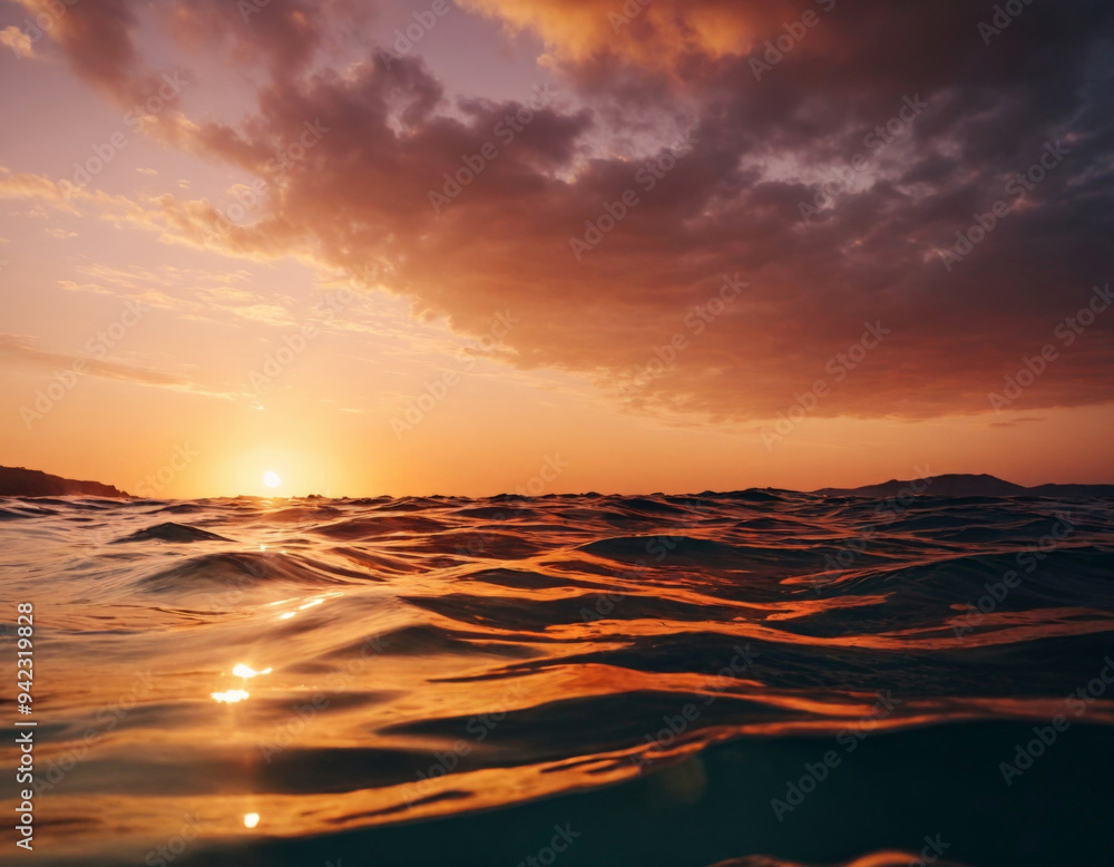 Obraz premium Beautiful Sunset Sea in Orange Tones