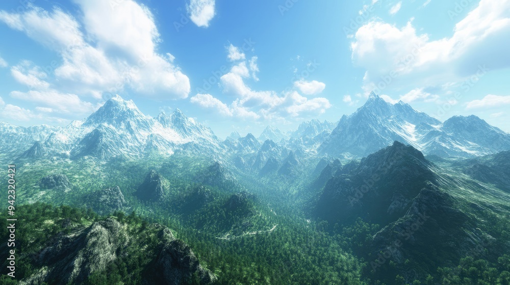 Majestic mountains under clear skies Majestic mountains under clear skies