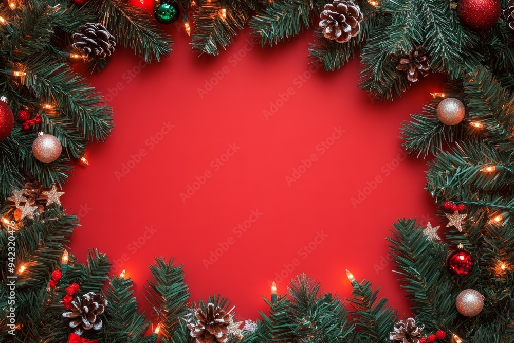 Festive Christmas New Year border. Xmas background and frame composition. Christmas banner and web poster Festive Christmas New Year border. Xmas background and frame composition. Christmas banner and web poster