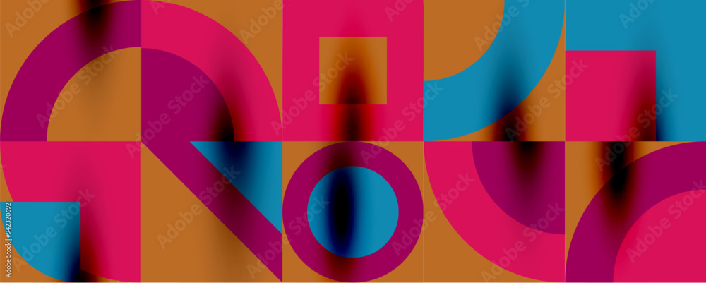 Fototapeta premium Neo memphis geometric pattern with circles, squares. Pop art abstract background for covers, banners, flyers and posters and other templates
