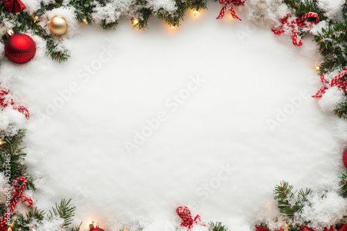 Festive Christmas New Year border. Xmas background and frame composition. Christmas banner and web poster