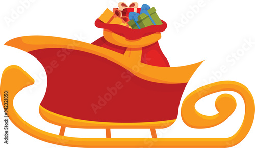 Red santa claus sleigh full of christmas gifts waiting to be delivered on christmas eve