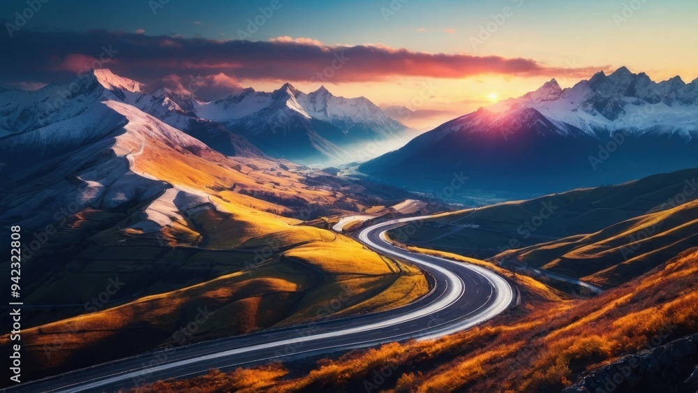 Fototapeta premium Wallpaper winding road in the mountains