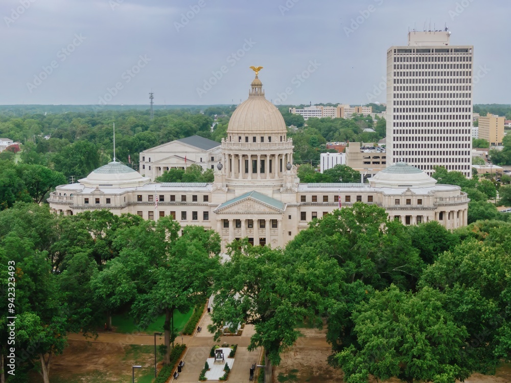 Obraz premium Mississippi, State Capitol building in downtown Jackson, Mississippi, United States of America.