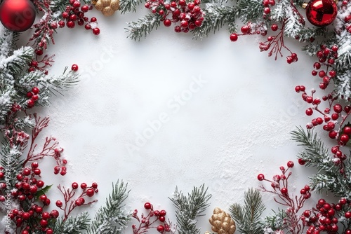 Festive Christmas New Year border. Xmas background and frame composition. Christmas banner and web poster