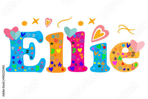 Φωτογραφία Ellie female name decorative lettering type design. Vector