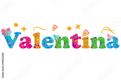 Valentina female name decorative lettering type design. Vector