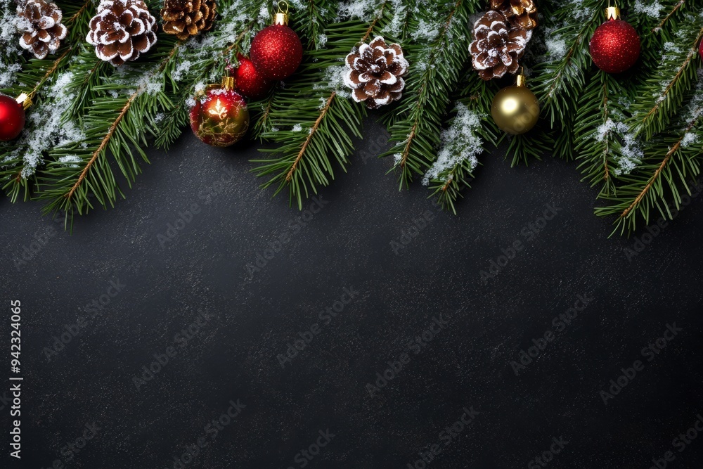 Festive Christmas New Year border. Xmas background and frame composition. Christmas banner and web poster Festive Christmas New Year border. Xmas background and frame composition. Christmas banner and web poster