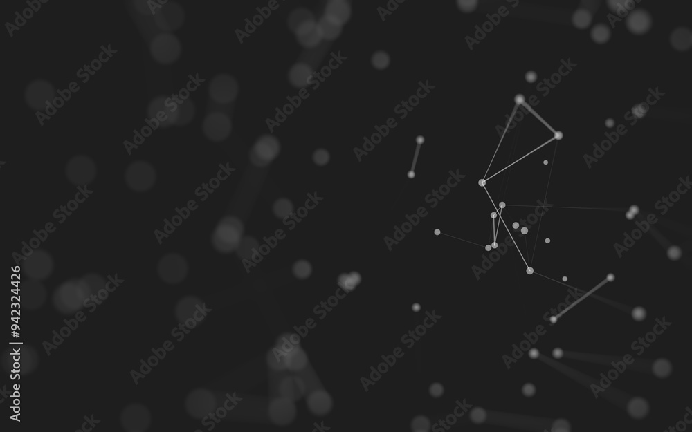 Fototapeta premium Abstract background. Molecules technology with polygonal shapes, connecting dots and lines. Connection structure. Big data visualization.