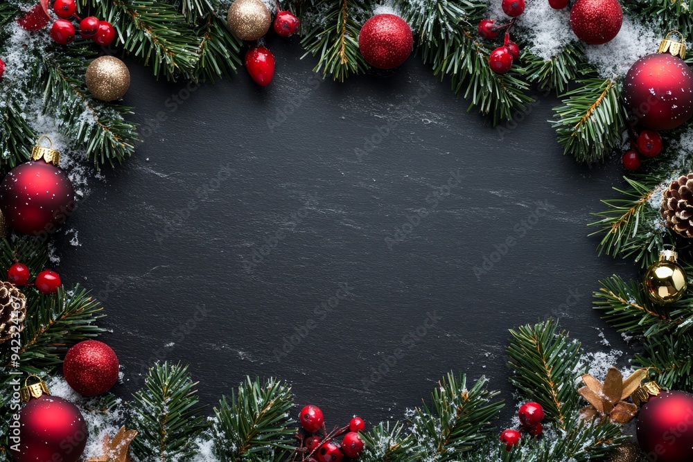 Festive Christmas New Year border. Xmas background and frame composition. Christmas banner and web poster Festive Christmas New Year border. Xmas background and frame composition. Christmas banner and web poster