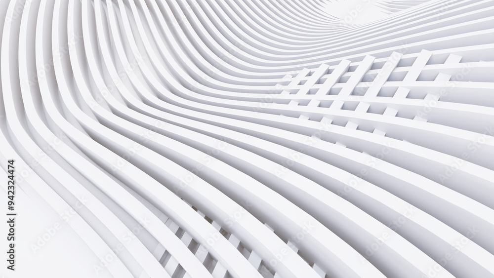 Naklejka premium Abstract Curved Shapes. White Circular Background.