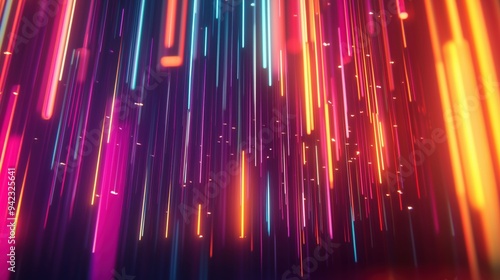 A colorful, neon light display with a purple stripe. The colors are bright and vibrant, creating a sense of energy and excitement. The image is likely from a video game or a special effects scene