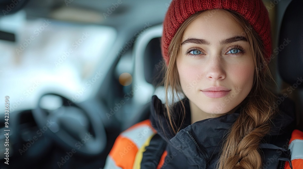 woman preparing rescuer in ambulance car to outdoor operation.stock image woman preparing rescuer in ambulance car to outdoor operation.stock image