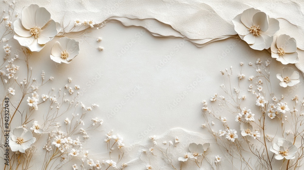 White Flowers on Textured Background Floral Arrangement Minimalist Design White Flowers on Textured Background Floral Arrangement Minimalist Design
