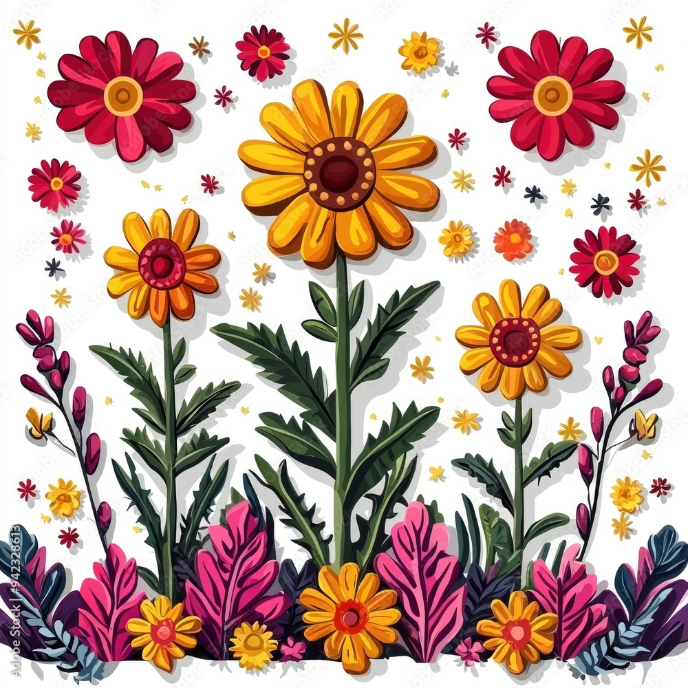 Colorful Summer Flowers in a Garden Colorful Summer Flowers in a Garden