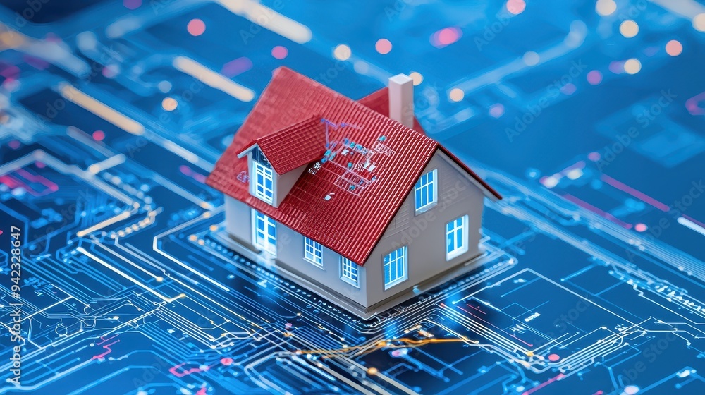 Smart Home Technology Home Automation Concept with Circuit Board Smart Home Technology Home Automation Concept with Circuit Board
