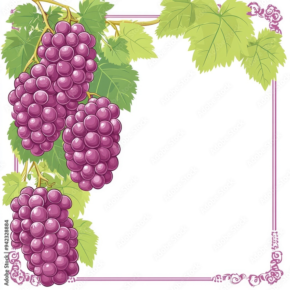 Obraz premium Grapes and Vines Corner Frame