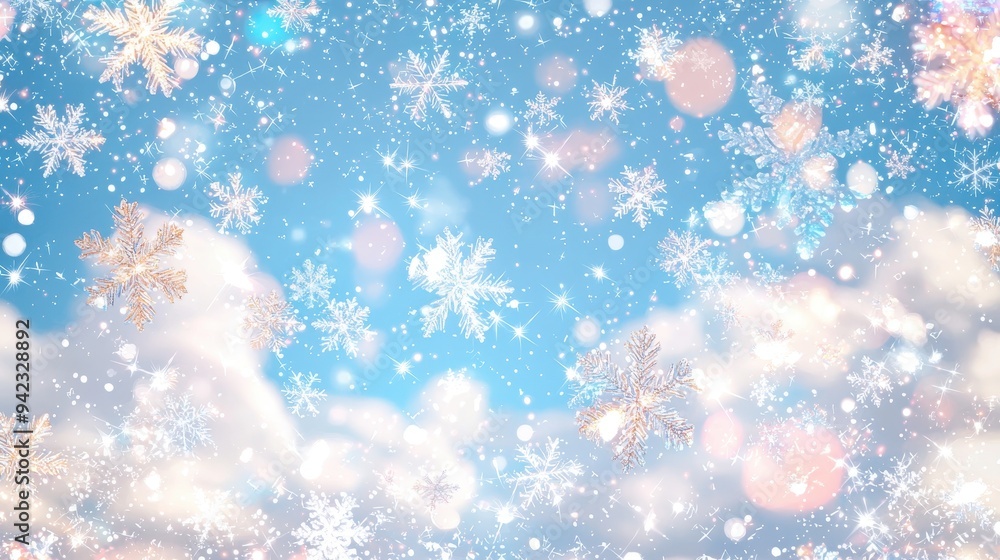 Sparkling Snowflakes Winter Background Sparkling Snowflakes Winter Background