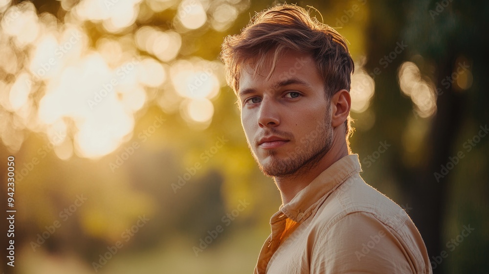 Obraz premium Youthful Man in Blurred Portrait
