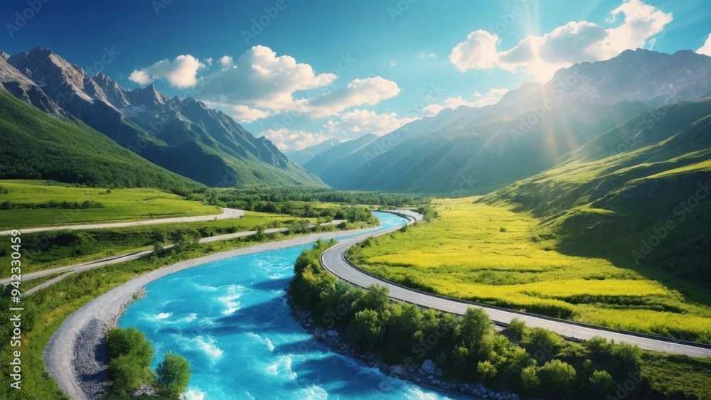 Wallpaper turquoise lake in summer mountains Wallpaper turquoise lake in summer mountains