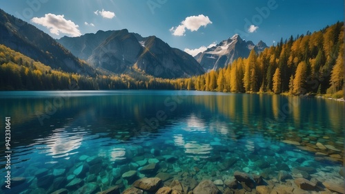 Wallpaper turquoise lake in summer mountains