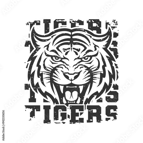 Tigers Illustration Clip Art Design Shape. Mascot Silhouette Icon Vector.
