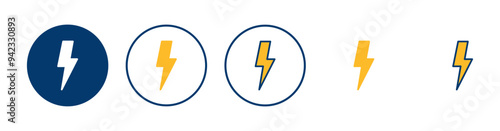 Lightning icon vector isolated on white background. Bolt icon vector. Energy and thunder electric icon