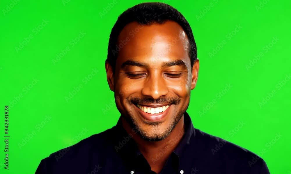 Smiling Man on Green Background: A Portrait of Joy and Confidence Smiling Man on Green Background: A Portrait of Joy and Confidence