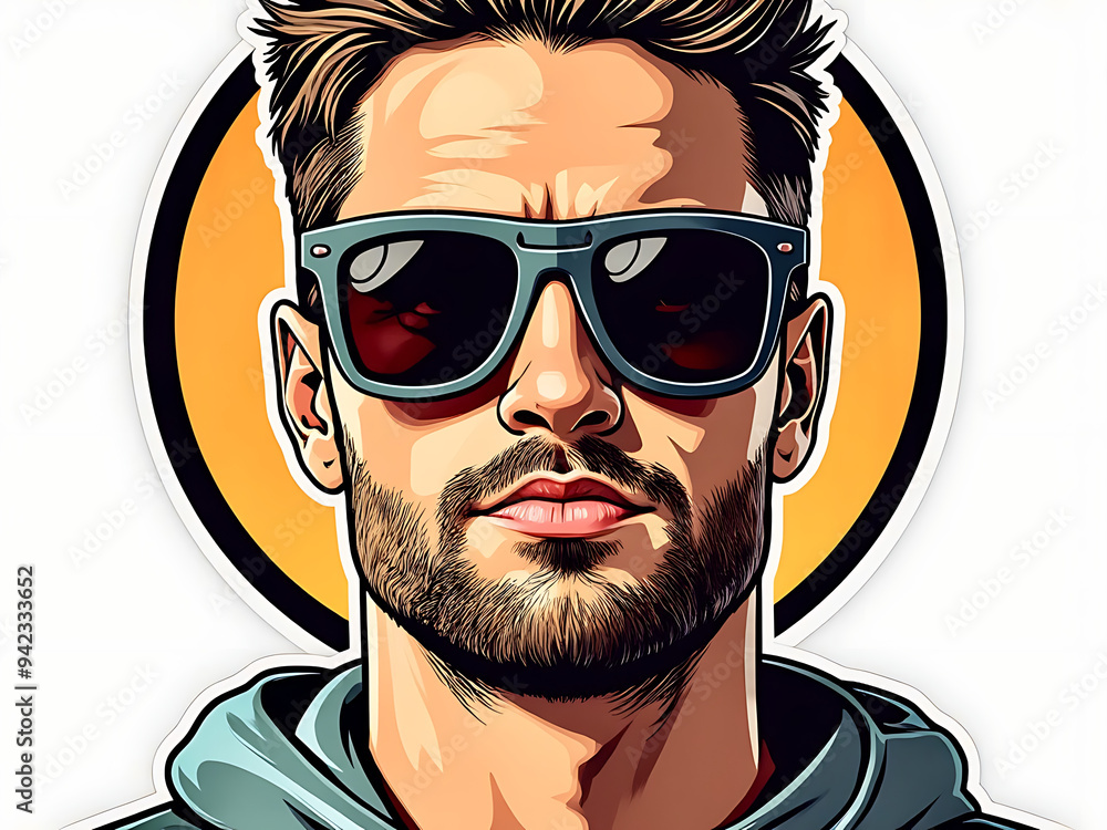 Obraz premium man with Beard sunglasses die-cut Sticker Graphic