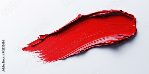 Red Lipstick Smudge on White Background - Makeup, Beauty, Cosmetics, Fashion, Glamour photo