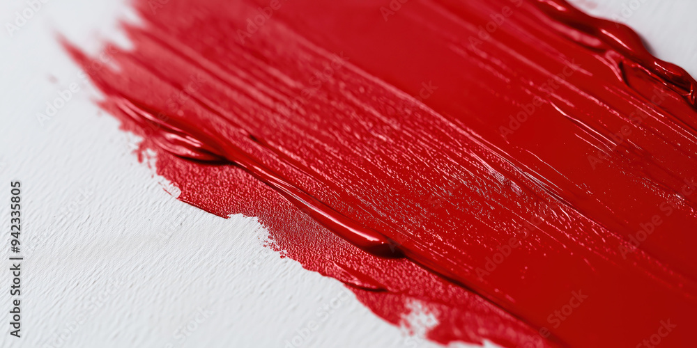 Vibrant Red Paint Stroke on White Canvas - Abstract Art and Creative Expression Vibrant Red Paint Stroke on White Canvas - Abstract Art and Creative Expression