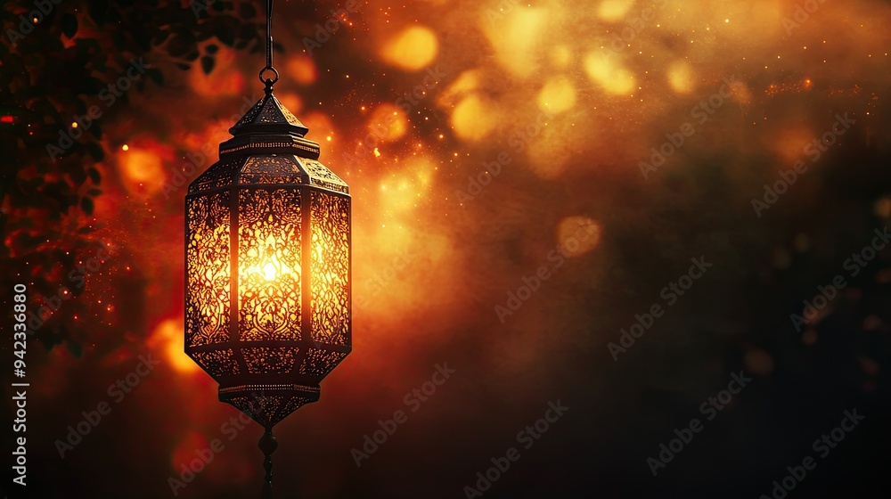 Ornate Lantern Glowing in the Night Ornate Lantern Glowing in the Night