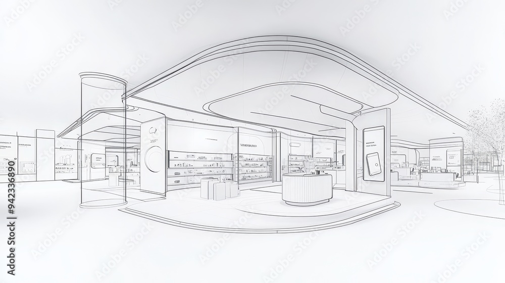 Modern Retail Store Interior Design Sketch Modern Retail Store Interior Design Sketch