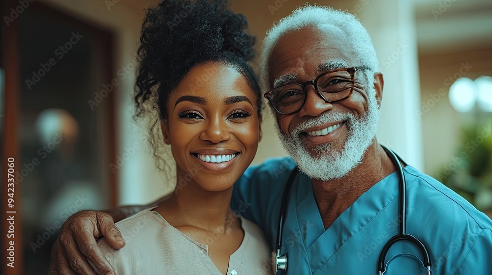 female young caregiver or healthcare worker walking with senior man indoors at home holding patient visiting.stock image female young caregiver or healthcare worker walking with senior man indoors at home holding patient visiting.stock image