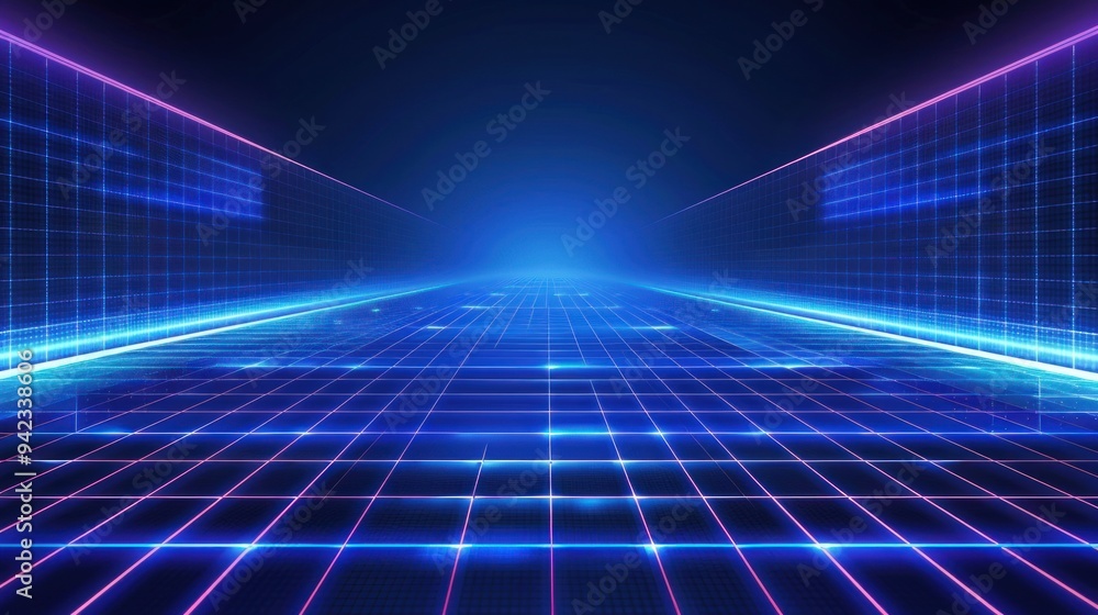 Abstract Digital Corridor with Glowing Neon Lights Abstract Digital Corridor with Glowing Neon Lights
