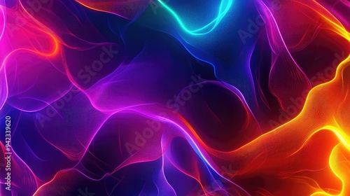 Vibrant neon lights pulsating in abstract patterns