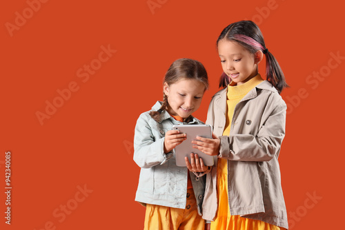 Cute little happy girls in ...
